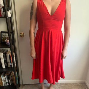 Lulu's Red Plunge Midi Dress